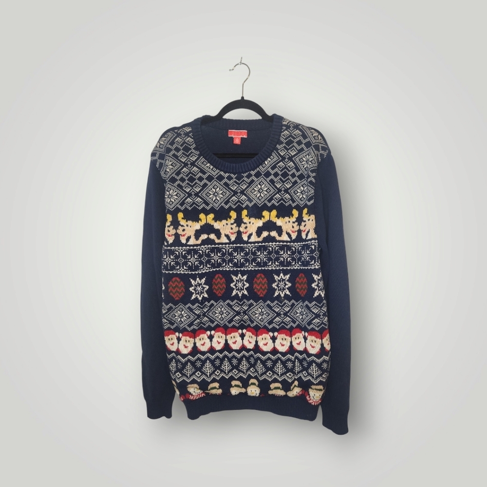 Men’s Christmas sweater navy with Xmas ugly sweater Size XL